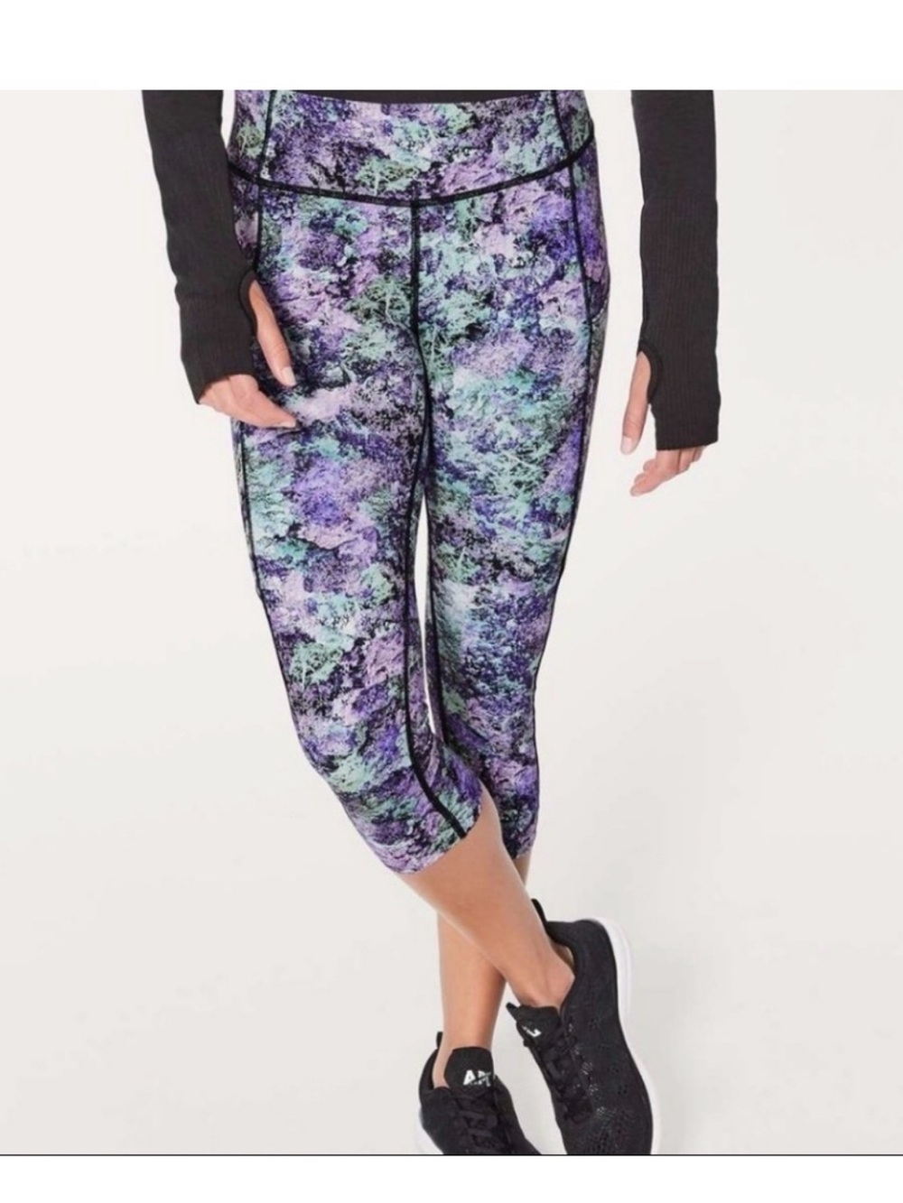 lululemon athletica Purple and Teal Marble Capri Leggings